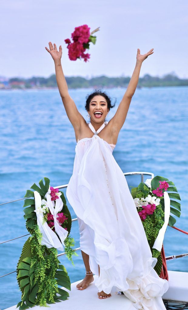 Castaway Wedding Zanzibar bride on yacht